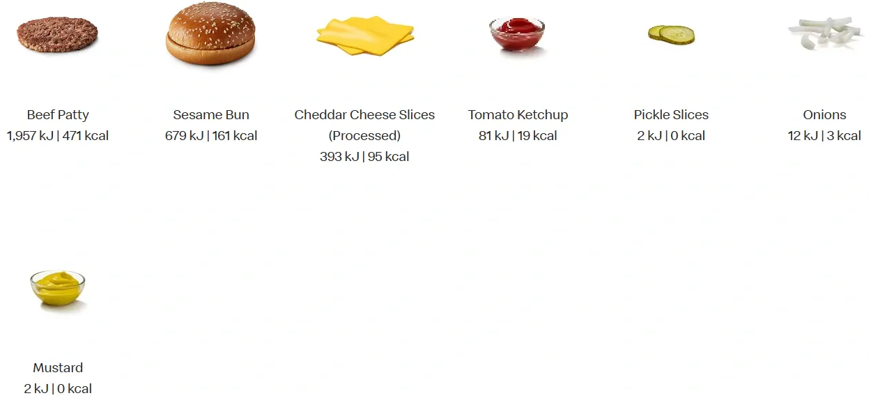 Double Quarter Pounder with Cheese Ingredients