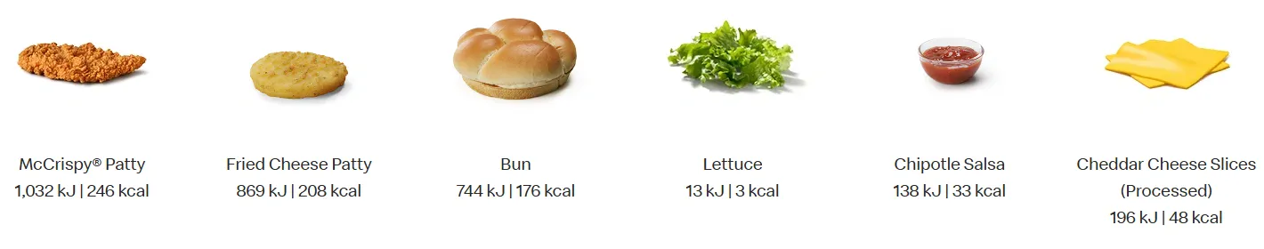 Cheesy Chicken Stack Burger McDonalds Ingredients