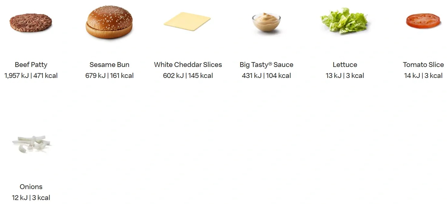 Double Big Tasty McDonalds Ingredients