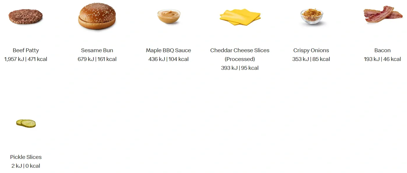 McDonalds Maple BBQ and Bacon Double Quarter Pounder Ingredients