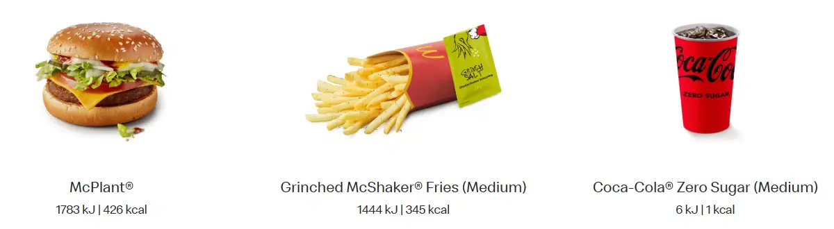 Mcdonalds Grinch McPlant Meal Medium Ingredients